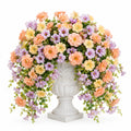 Arrangement floral artificiel en vase sculpté multicolore