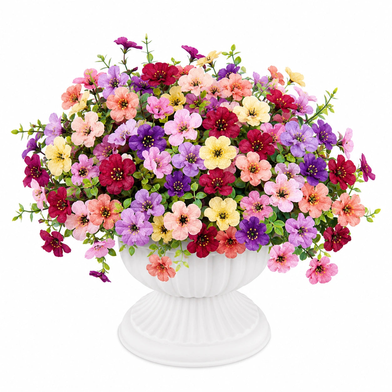Arrangement floral artificiel multicolore avec pot blanc, 30 cm