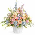 Arrangement Floral Artificiel Multicolore en Pot Blanc