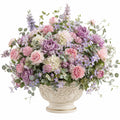 Arrangement floral artificiel en pot décoratif rose, violet et blanc 40 cm
