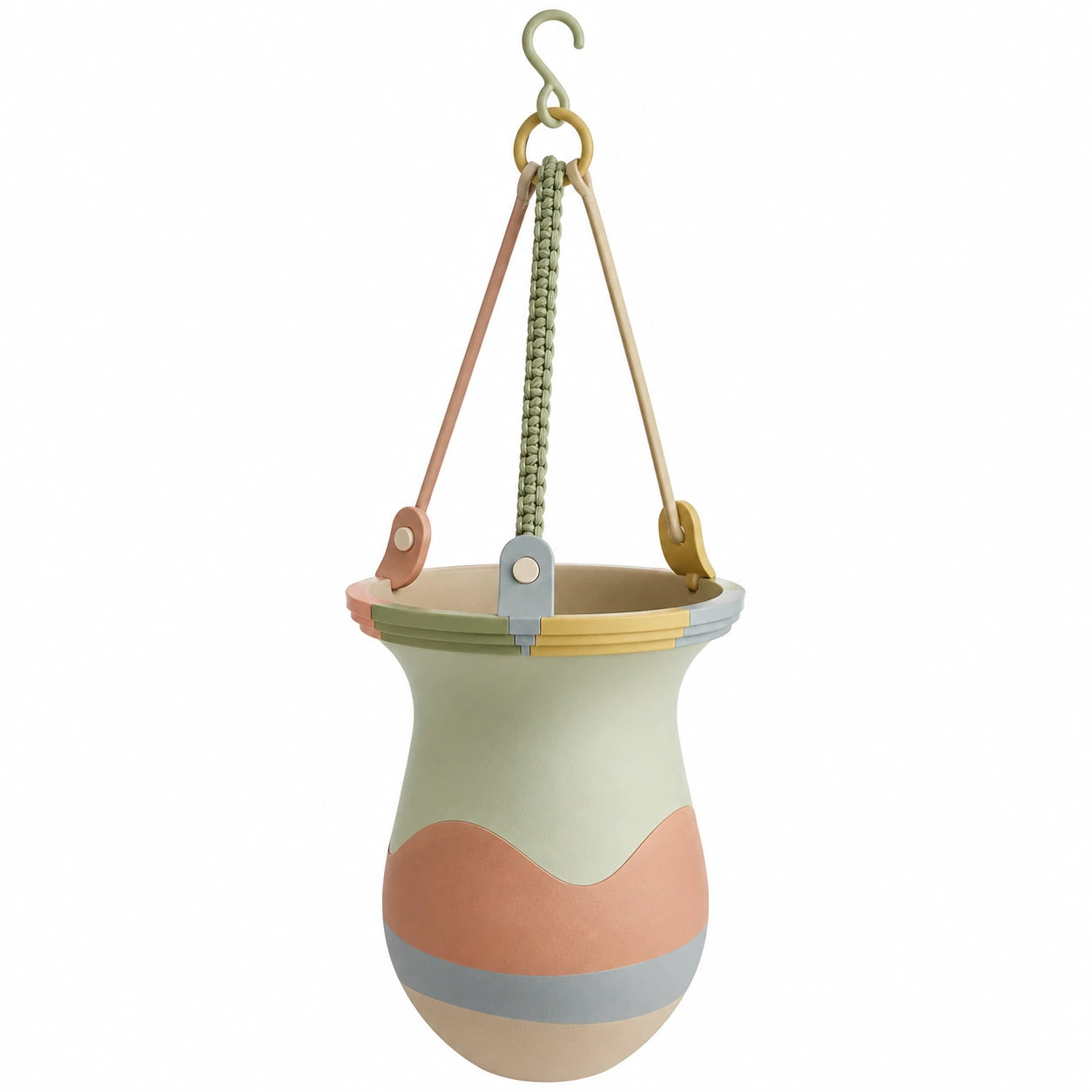 Pot de fleurs suspendu multicolore avec crochet