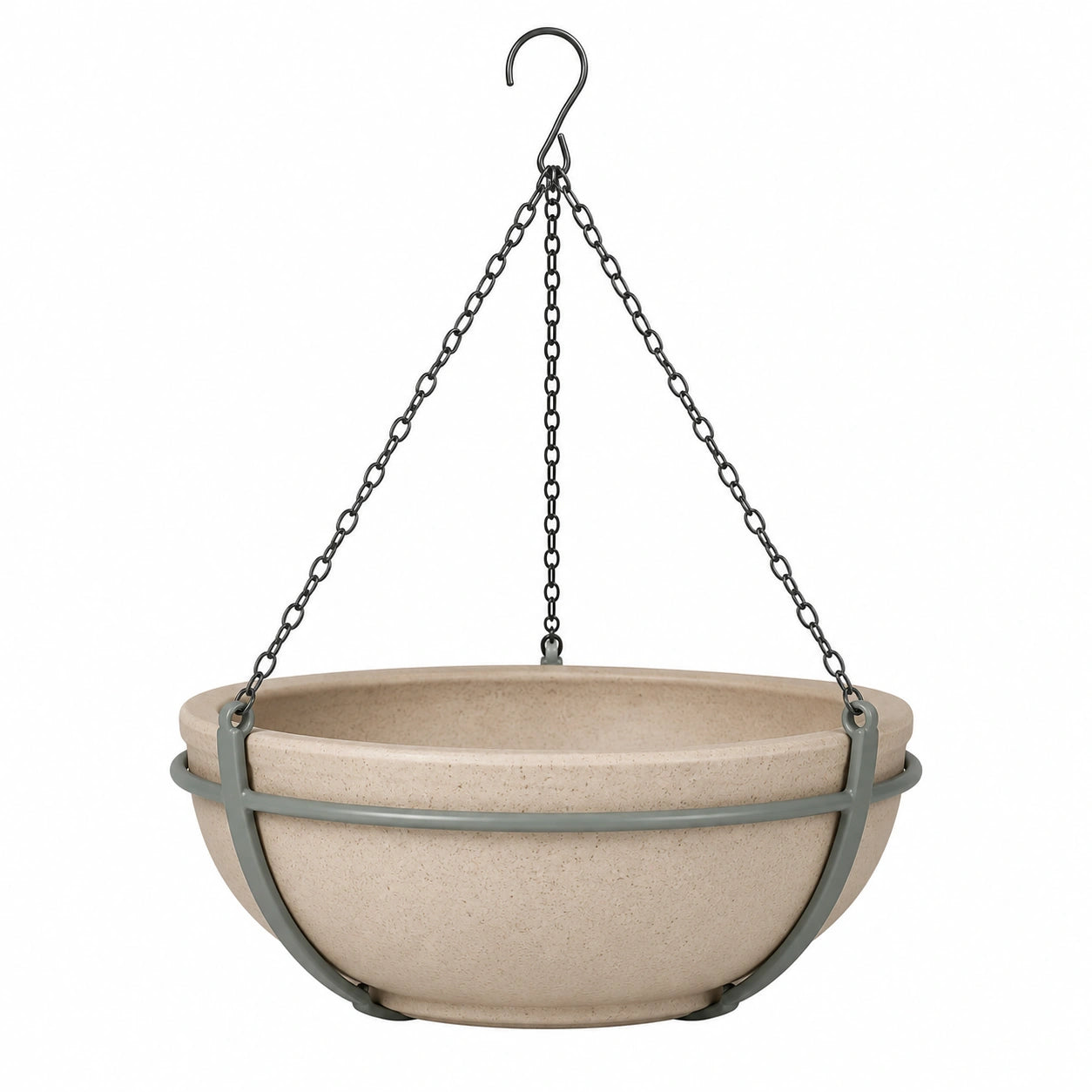 Jardinière Suspendue Beige avec Chaîne Métallique