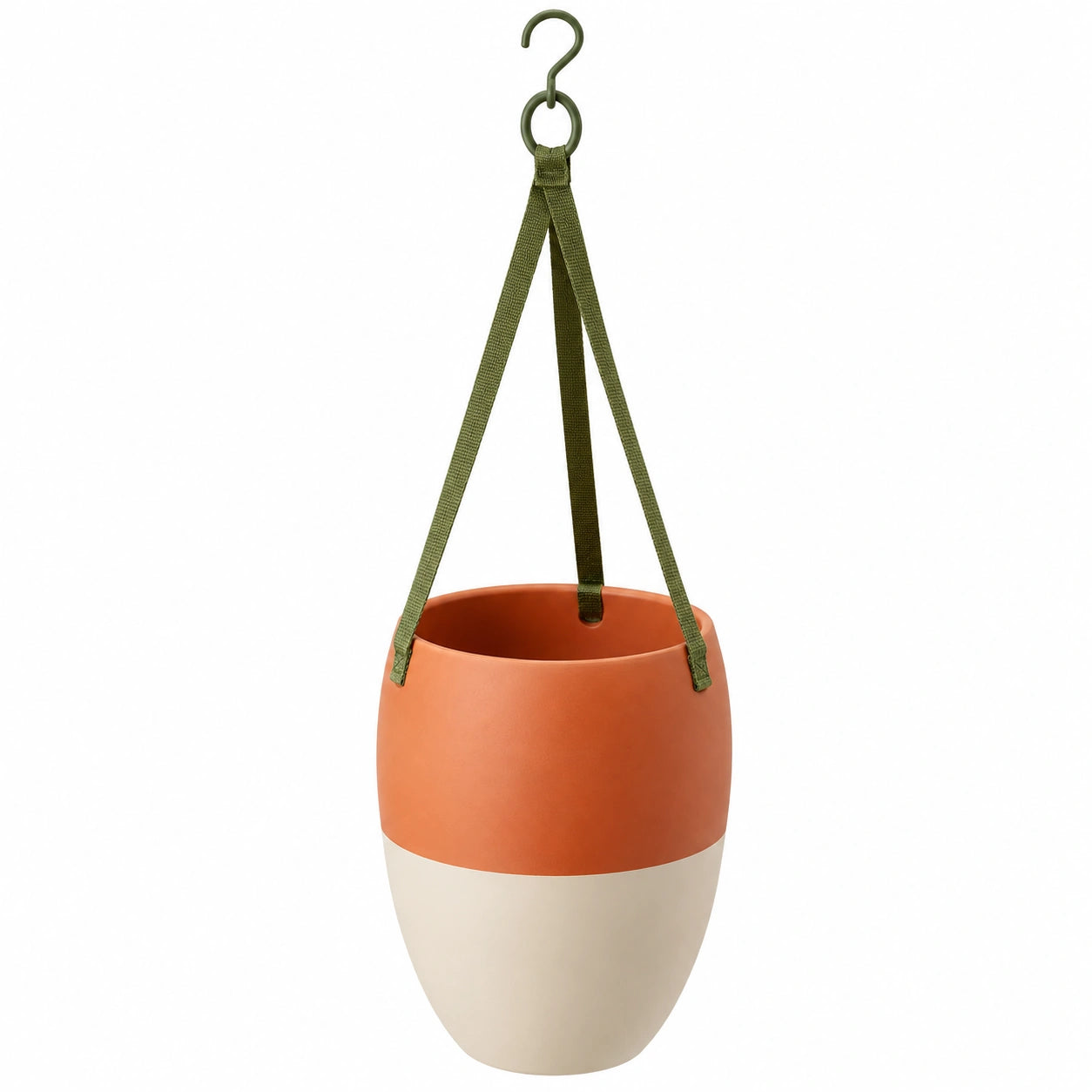 Pot de Fleurs Suspendu Bicolore Orange et Beige avec Crochet