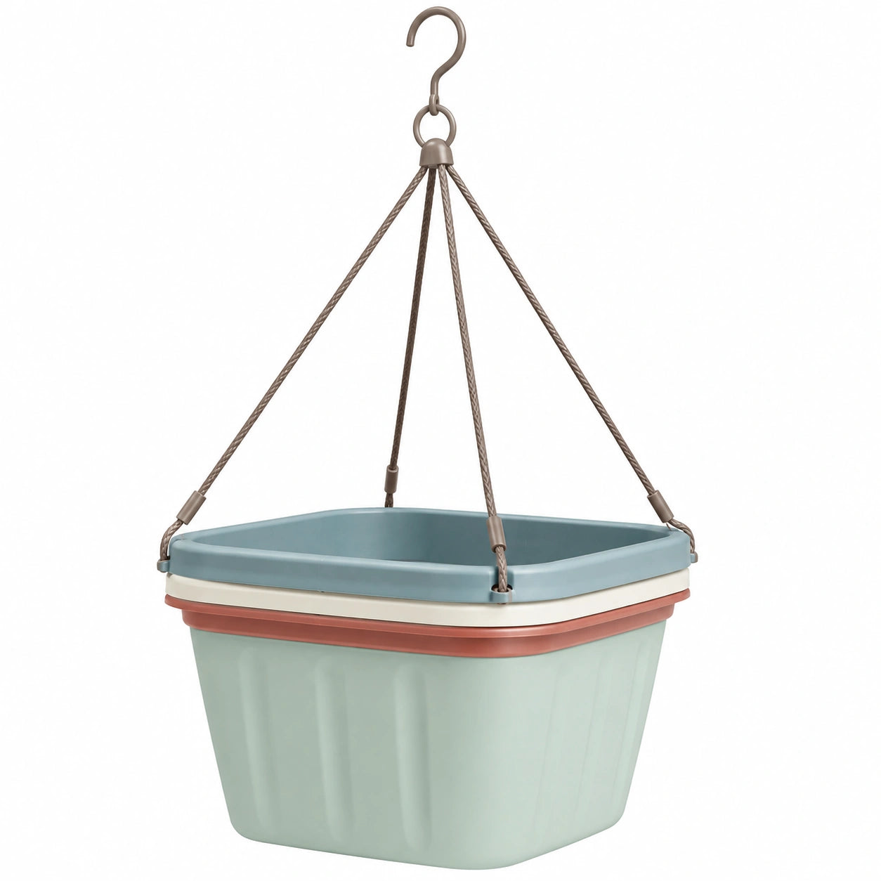 Panier de Fleurs Suspendu Multicolore - Bleu, Blanc et Terre Cuite