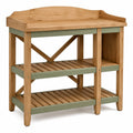 Table de Jardin en Bois Clair avec Étagères de Rangement Vertes
