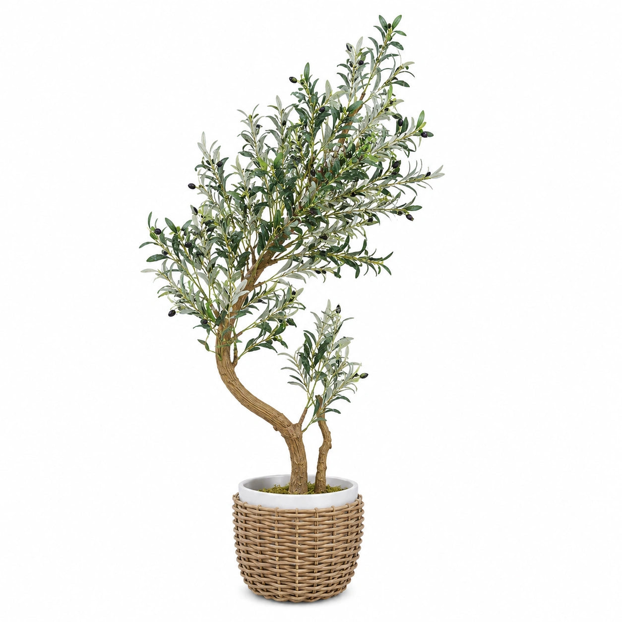 Arbre d'Olivier Artificiel avec Pot en Osier 150 cm