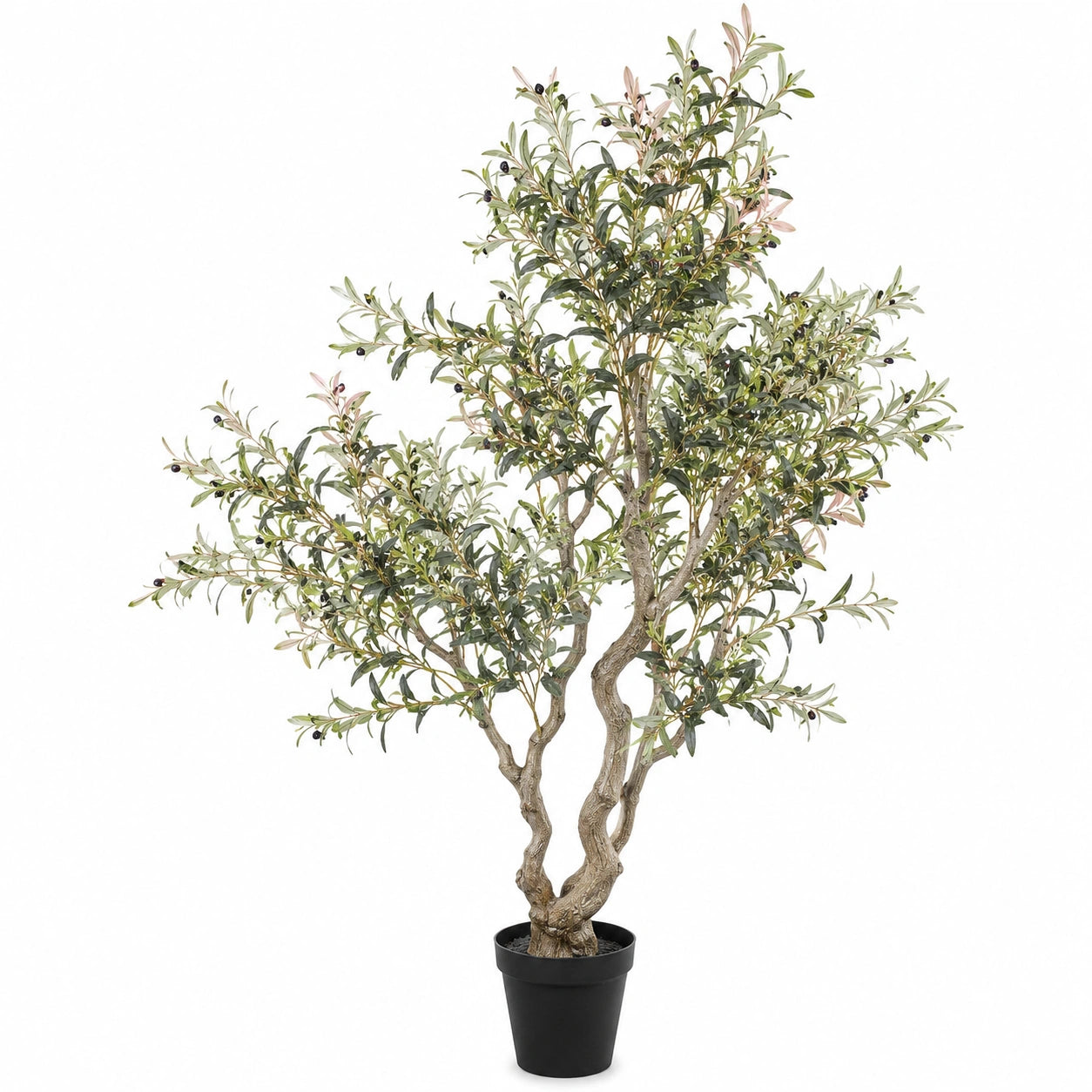 Arbre d'olivier artificiel réaliste 170 cm avec pot noir