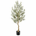 Arbre d'olivier artificiel 150 cm avec pot noir, pour intérieur et extérieur