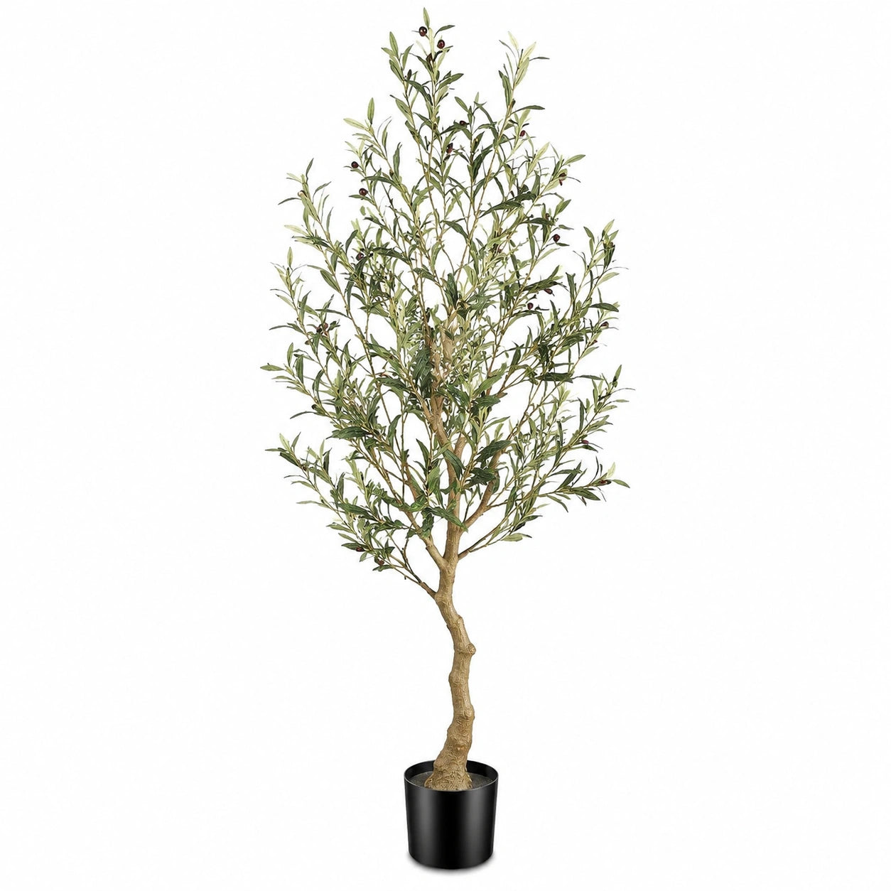 Arbre d'olivier artificiel 150 cm avec pot noir, pour intérieur et extérieur