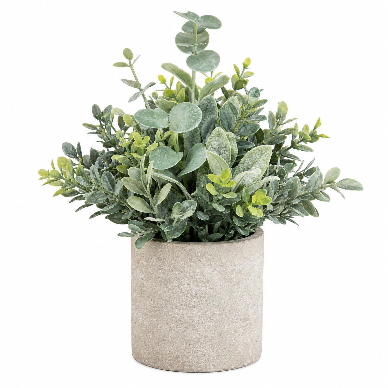 Plante Artificielle en Pot Rond Vert et Gris