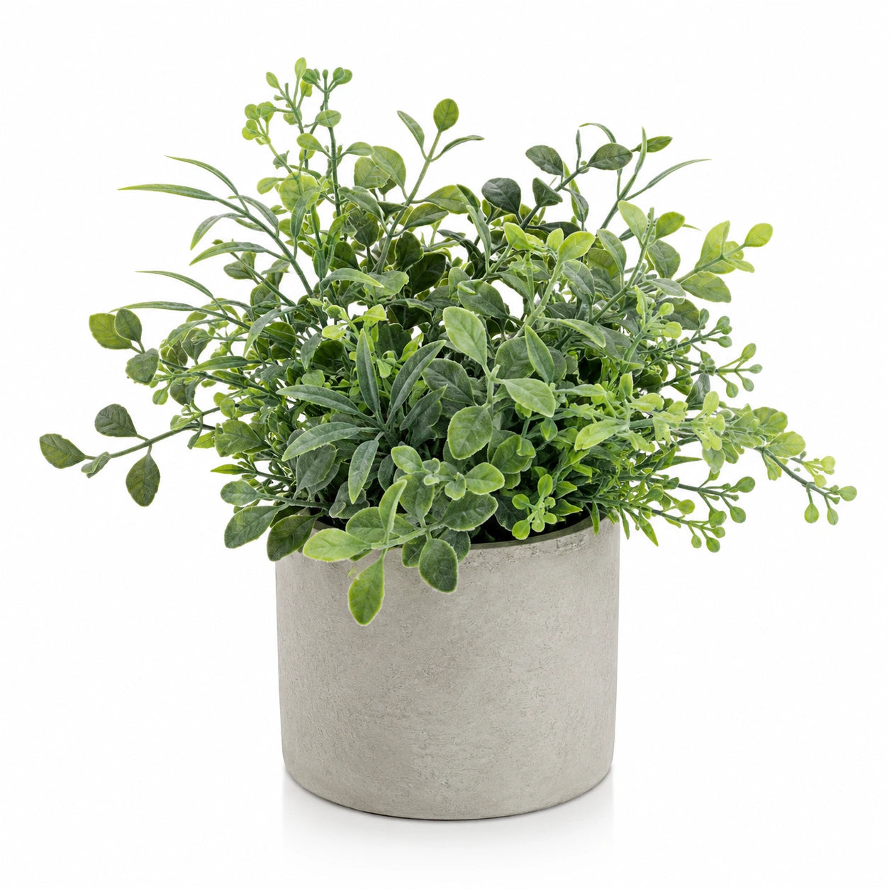 Plante Verte Artificielle en Pot, Hauteur 25 cm, Couleur Vert/Gris