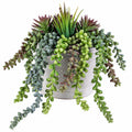 Plante Grasse Artificielle en Pot Effet Béton 24 cm - Vert/Multi