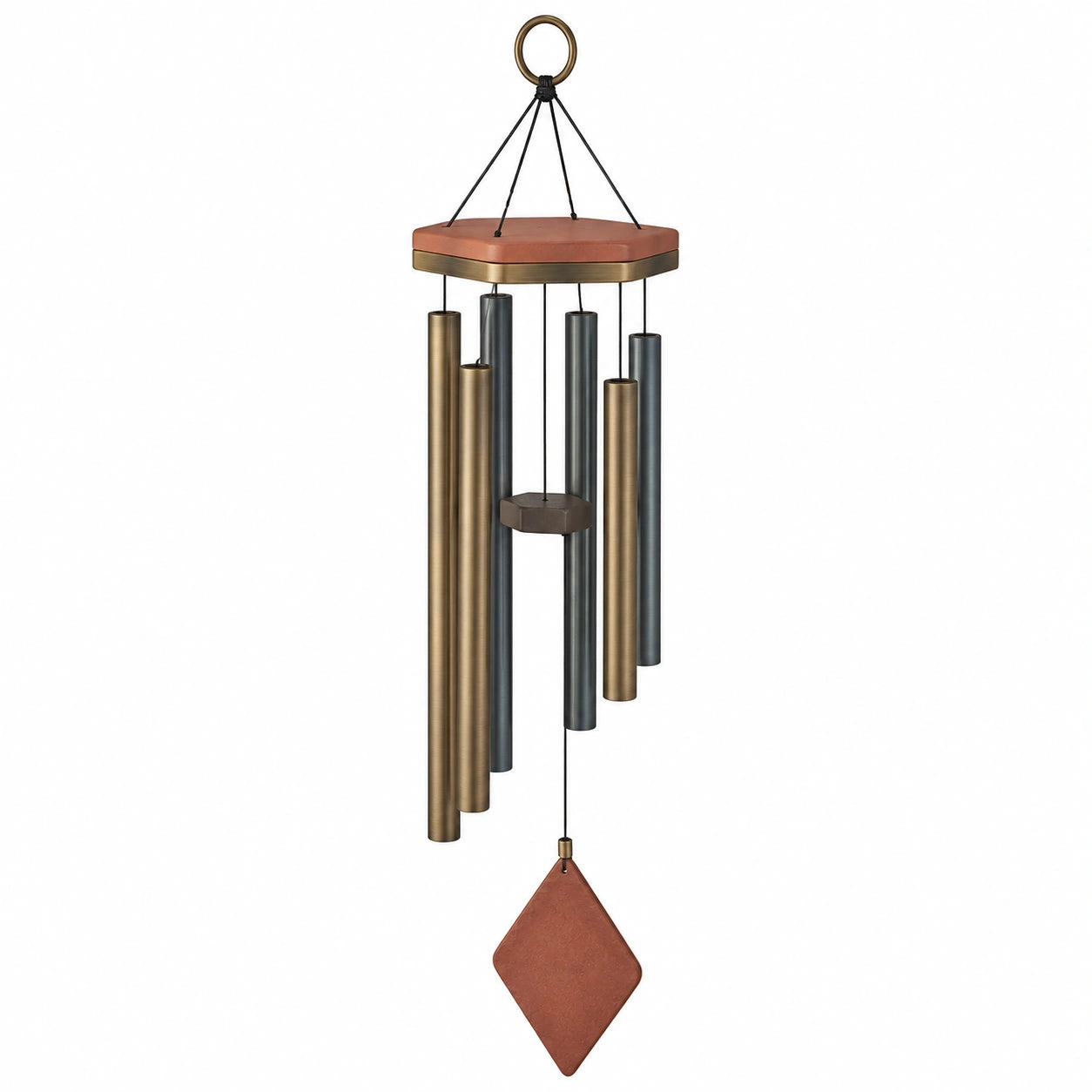 Carillon éolien en métal bronze et gris pour extérieur