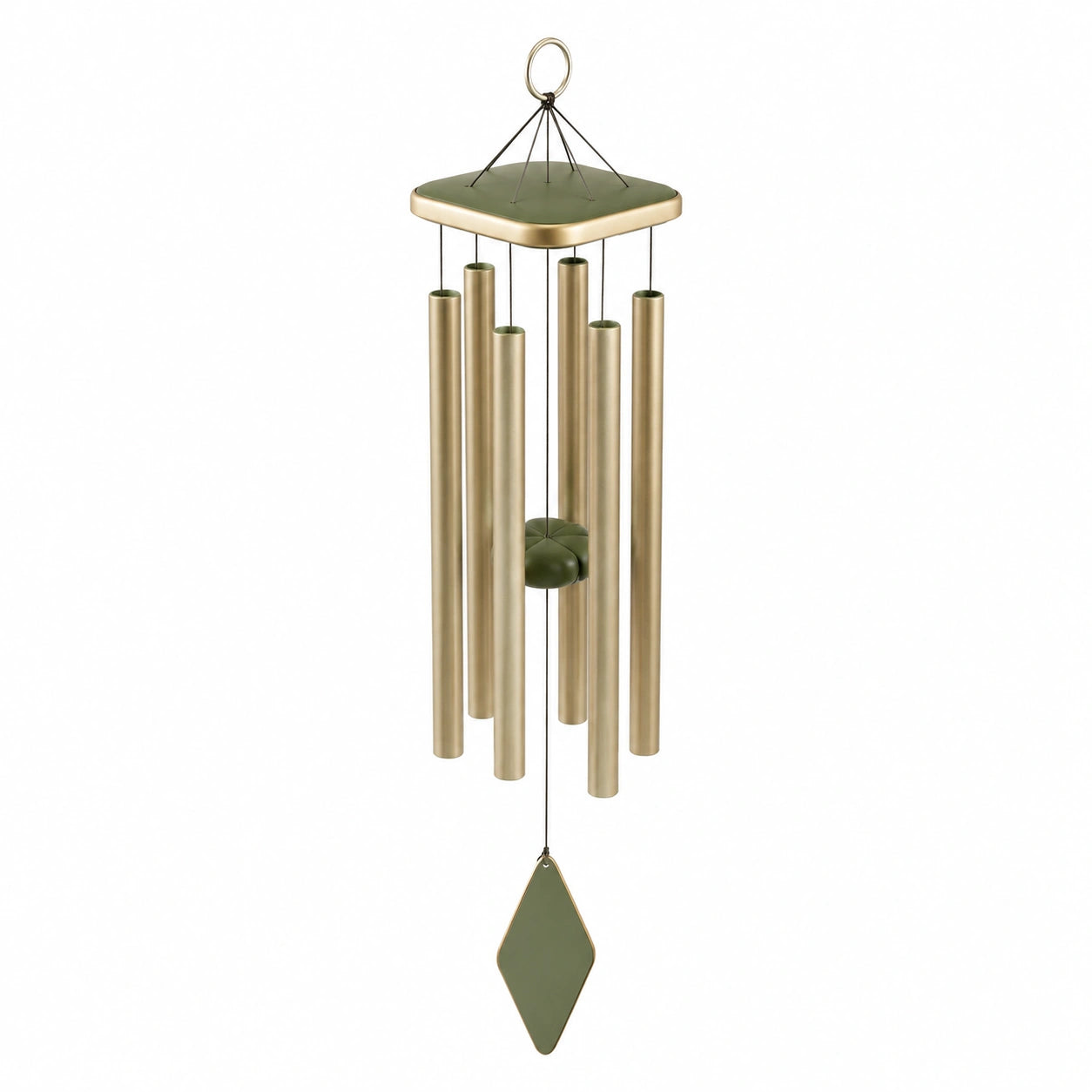 Carillon éolien extérieur doré et vert 60 cm