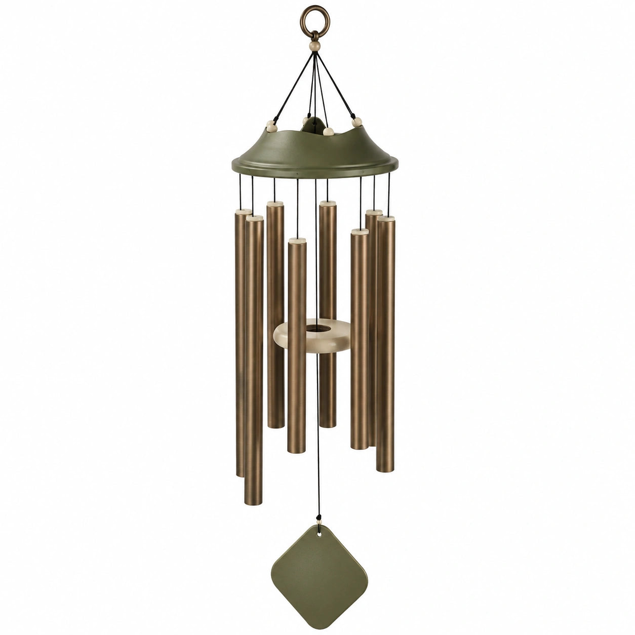 Carillon éolien décoratif en métal pour extérieur - Bronze et Vert