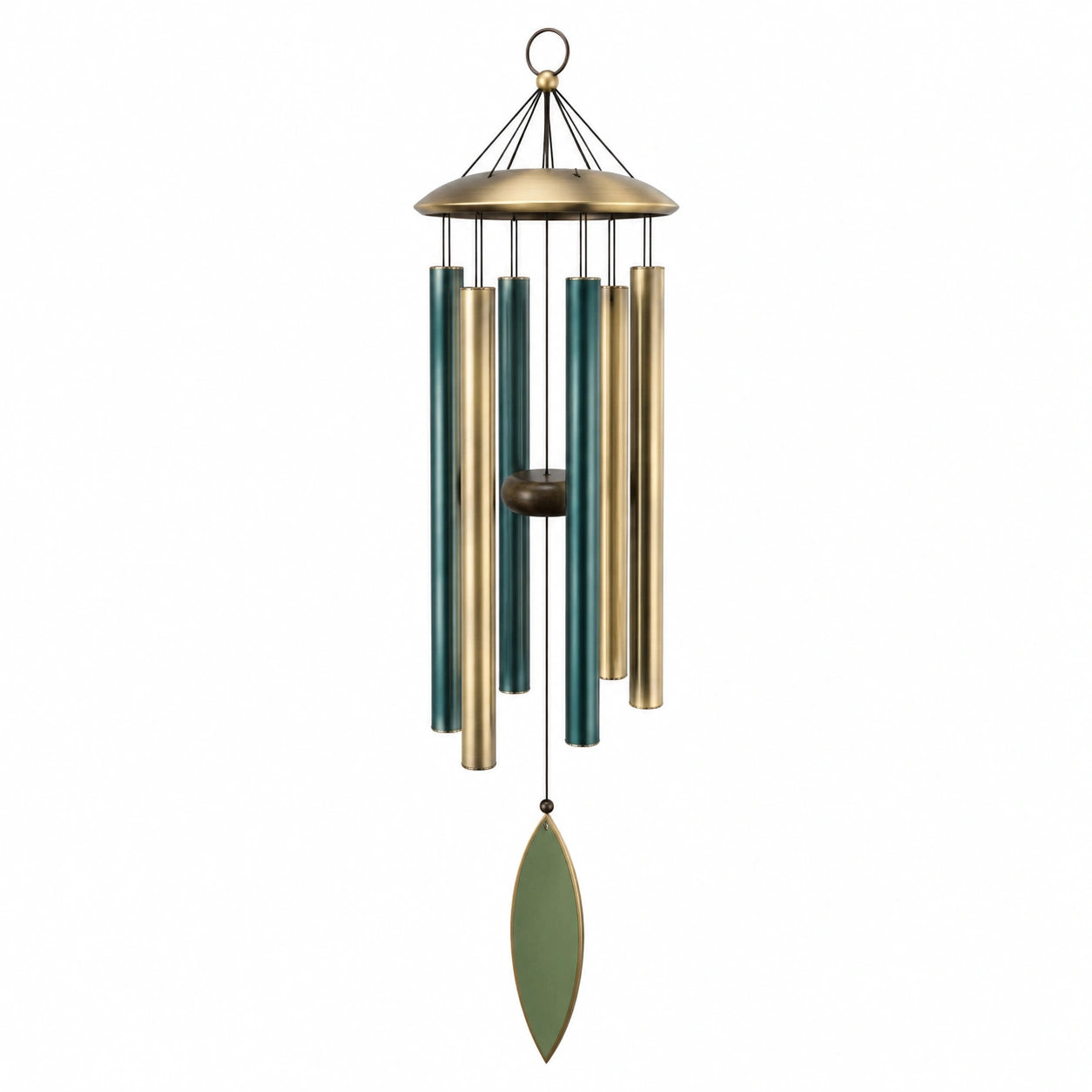 Carillon Éolien en Métal Or et Vert avec Son Mélodieux
