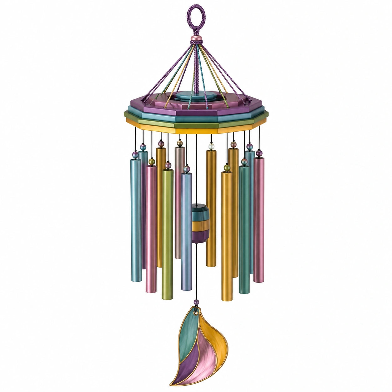 Carillon éolien décoratif multicolore pour intérieur et extérieur