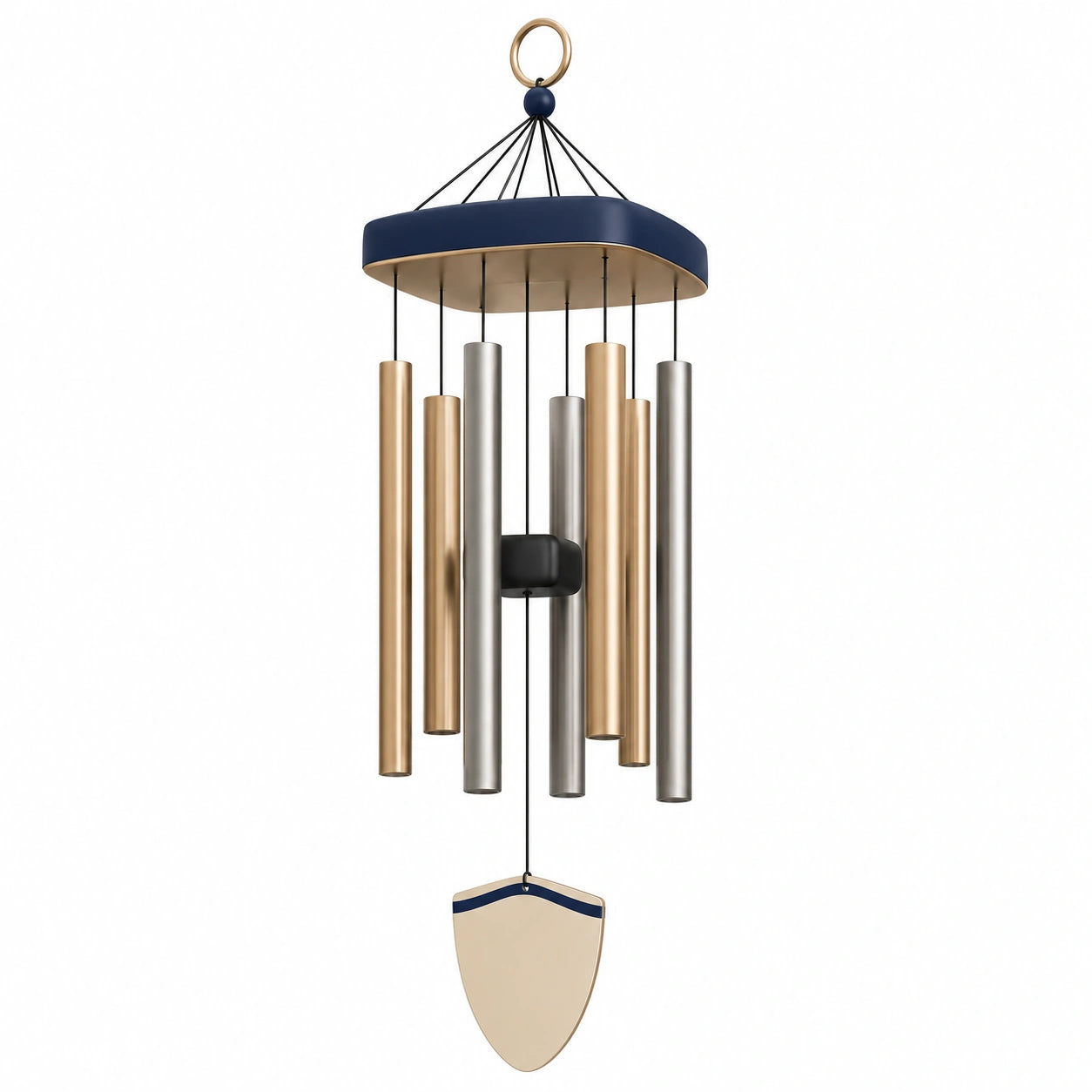 Carillon Éolien Métallique Bleu, Doré et Argent 80 cm