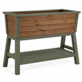 Jardinière surélevée en bois pour jardin, Marron/Vert