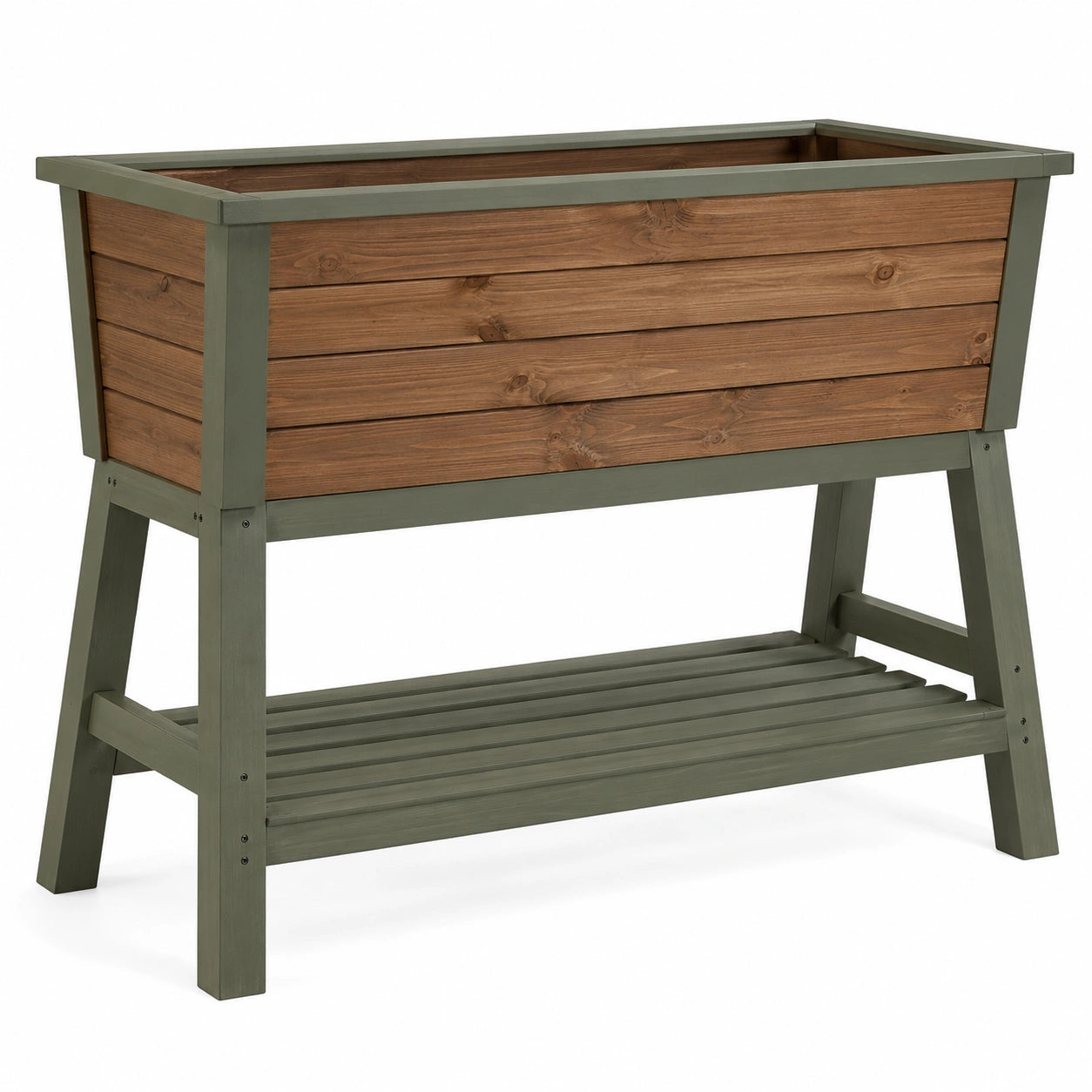 Jardinière surélevée en bois pour jardin, Marron/Vert