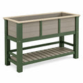 Jardinière Surélevée Verte et Beige en Bois