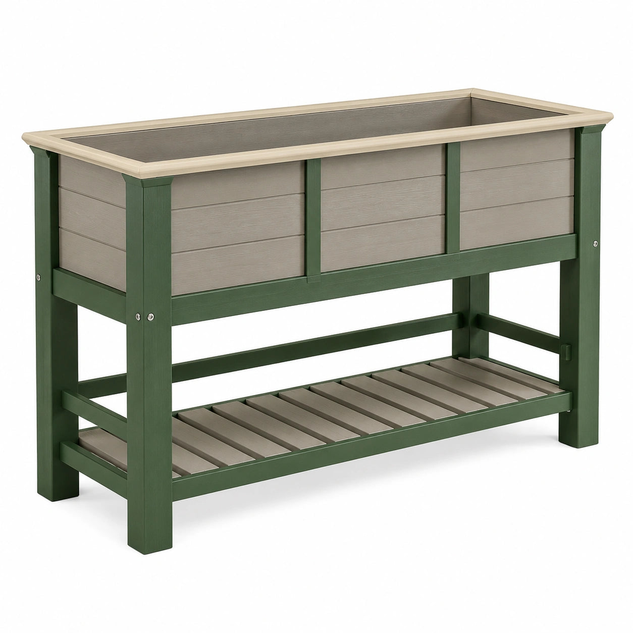 Jardinière Surélevée Verte et Beige en Bois