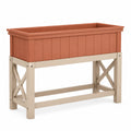 Jardinière surélevée beige et terre cuite avec croisillons