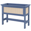 Bac à fleurs surélevé bleu et beige pour jardin