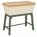 Jardinière surélevée en bois et métal crème/vert pour extérieur