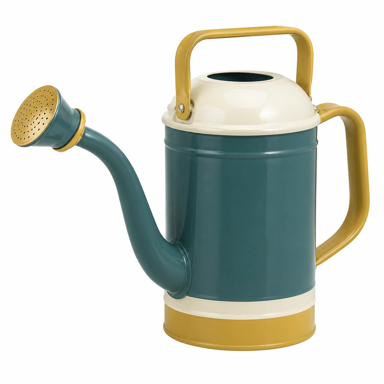 Arrosoir en métal vert canard et jaune 5L
