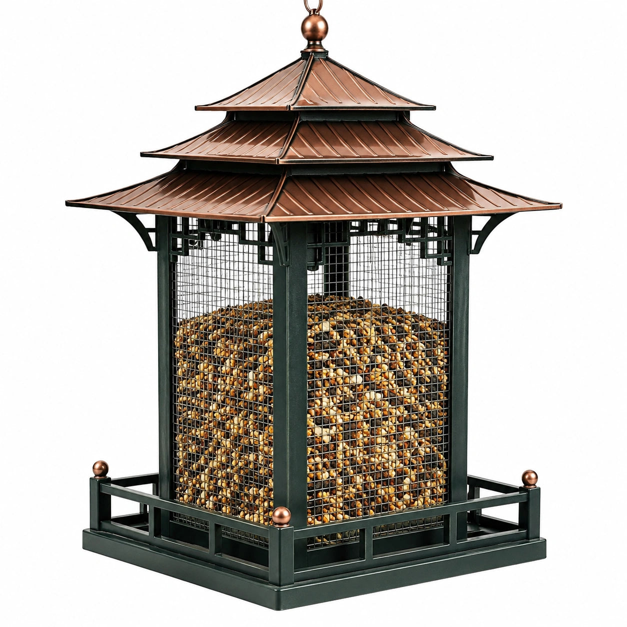 Mangeoire à oiseaux style pagode en bronze
