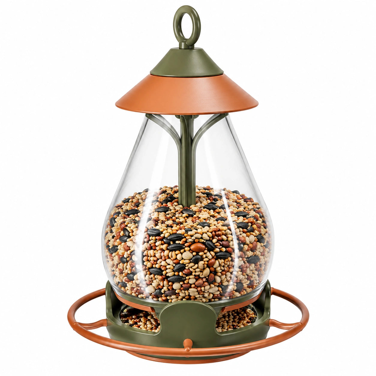 Mangeoire à oiseaux suspendue avec design vert et bronze
