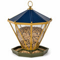 Mangeoire hexagonale pour oiseaux bleu et or